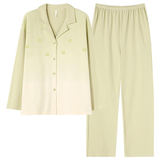 可人儿新款纯棉睡衣女士春秋季长袖时尚开衫开衫可外出家居服套装 商品图4