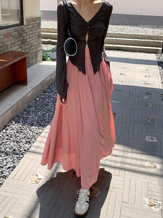 春季新款【木耳边 不规则半身裙女】肌理感 飘逸大摆舞裙 拖地伞裙 商品图2