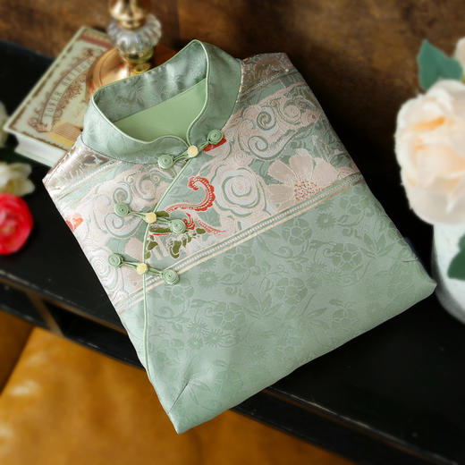 新春款改良旗袍上衣，复古立领锦绣千山提花盘扣修身女装短外套ZSM-240125 商品图2