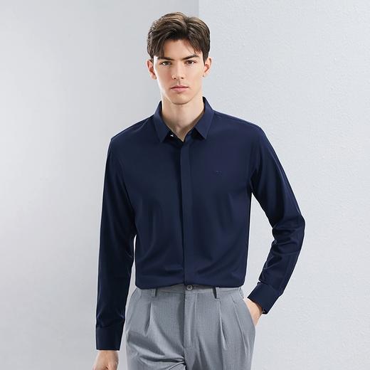 【舒弹丝】柒牌衬衫男长袖春季新品条纹提花抗菌男士休闲翻领衬衣	126A70880 商品图1