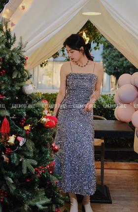 【门店同款】ENJOY冬季氛围感亮片吊带长裙 155417610