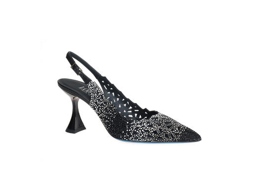 豪麟名鞋奥莱LORIBLU女鞋半凉鞋羊反绒面革+施华洛世奇LR88B黑色  原价6600元 商品图0