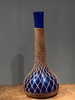 编竹护套蓝料长颈荸荠瓶，顺丰包邮 商品缩略图3