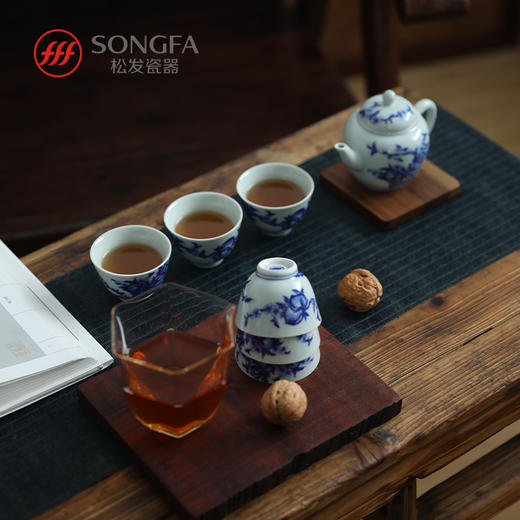 8头寿桃青花茶具 商品图1