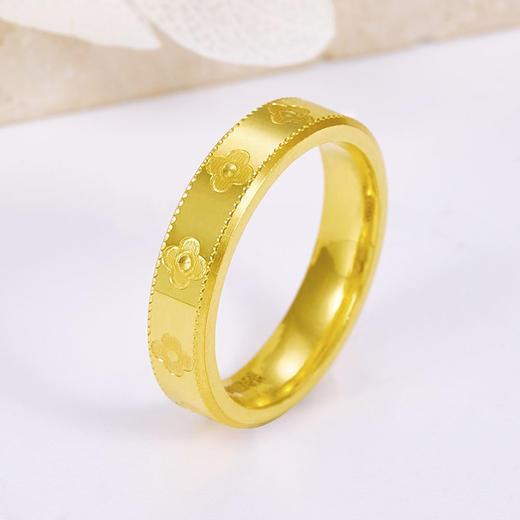 【限时克减150元】足金999.9 #小红书 【精品】四叶草实心万花筒固口圈戒(OJZ00002)（预售产品下单后不退款不退货不换货不补差价 商品图0