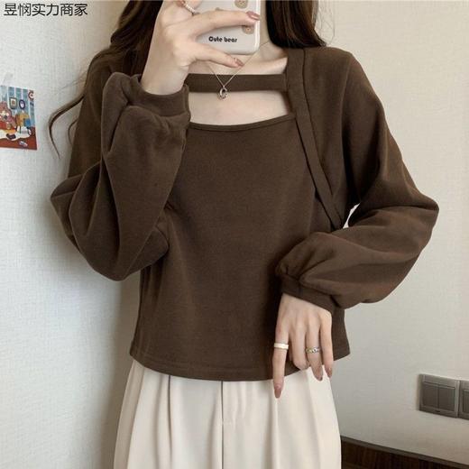 【大码长袖T恤女 2025年春秋新款】胖mm 设计感小众 镂空遮肚 显瘦上衣服 商品图0