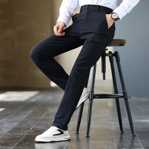 1Z130J855A【双面磨毛 含羊毛】罗蒙秋冬季男装加厚保暖男长裤休闲裤男商务西裤男士西装裤子男 商品图8