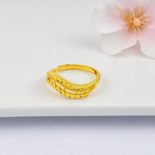 【限时克减150元元】足金999.99 五9黄金仿钻活口女戒(AFWJ010JZ00003)（预售产品下单后不退款不退货不换货不补差价（预售产品下单后不退款不退货不换货不补差价 商品图0