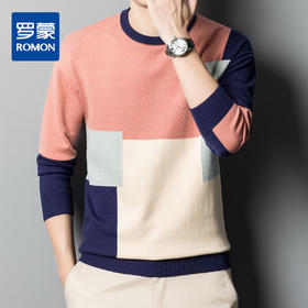 【撞色拼接】罗蒙秋冬针织衫男士时尚毛衣舒适男士打底外穿毛衣针织卫衣
