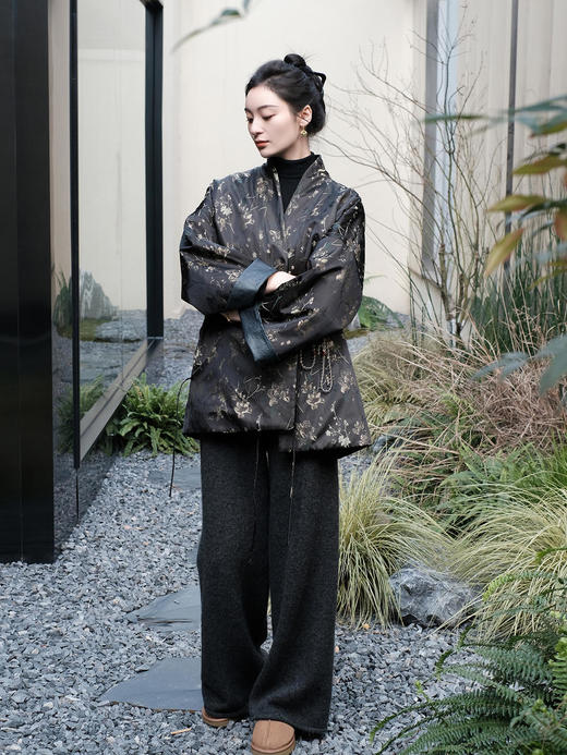  盛唐牡丹 |重缎真丝宋锦双面穿皮衣 商品图3