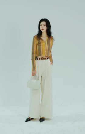 【门店同款】ENJOY春季撞色彩条针织短上衣 155944903