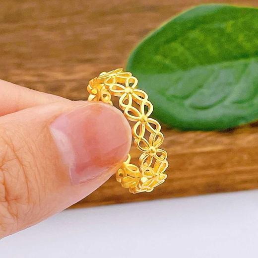 【限时克减150元元】足金999.9 古法镂空实心固口四瓣花环女戒(AIGFJZ00085)（预售产品下单后不退款不退货不换货不补差价（预售产品下单后不退款不退货不换货不补差价 商品图2