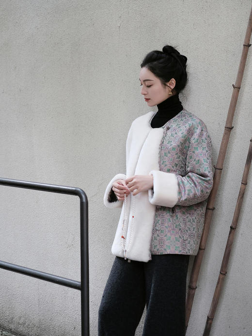 盛唐牡丹 |新中式重缎真丝宋锦羊毛外套  商品图4