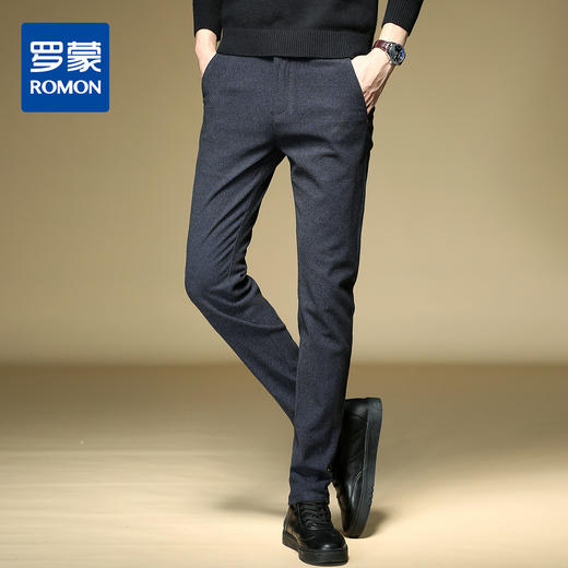【加绒保暖】罗蒙秋冬棉弹裤子男士休闲裤男修身款加绒裤长裤男士西裤 商品图1
