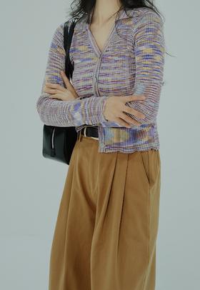 【门店同款】ENJOY春季翻领混色针织短上衣 155944938