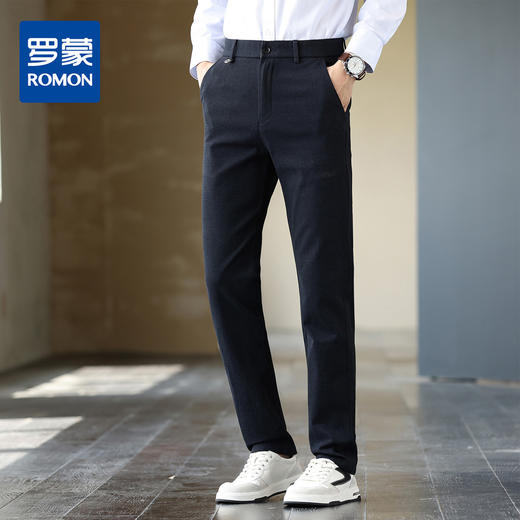 1Z130J855A【双面磨毛 含羊毛】罗蒙秋冬季男装加厚保暖男长裤休闲裤男商务西裤男士西装裤子男 商品图0