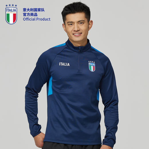 意大利国家队官方商品 | 深蓝 运动健身 加绒速干长袖足球训练服 商品图1