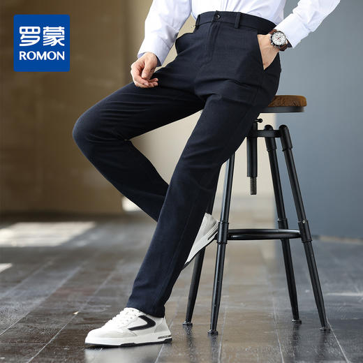 1Z130J855A【双面磨毛 含羊毛】罗蒙秋冬季男装加厚保暖男长裤休闲裤男商务西裤男士西装裤子男 商品图9
