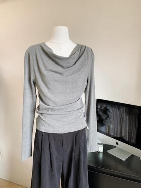 春秋【法式复古 荡领长袖打底衫女】气质修身春装 时尚T恤上衣衣服女