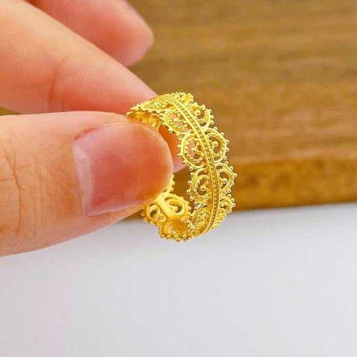 【限时克减150元】足金999.9 #皇冠 #宫廷风 古法镂空实心固口宫廷蕾丝皇冠女戒(AIGFJZ00084)（预售产品下单后不退款不退货不换货不补差价 商品图2