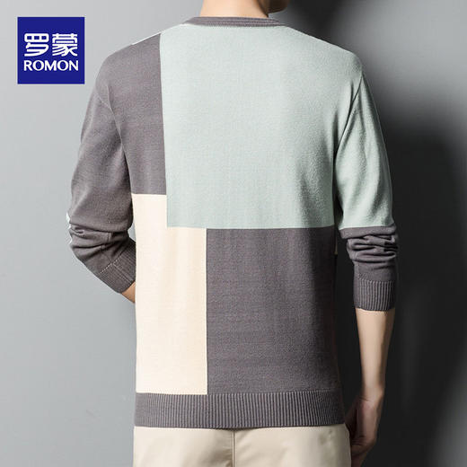 【撞色拼接】罗蒙秋冬针织衫男士时尚毛衣舒适男士打底外穿毛衣针织卫衣 商品图4