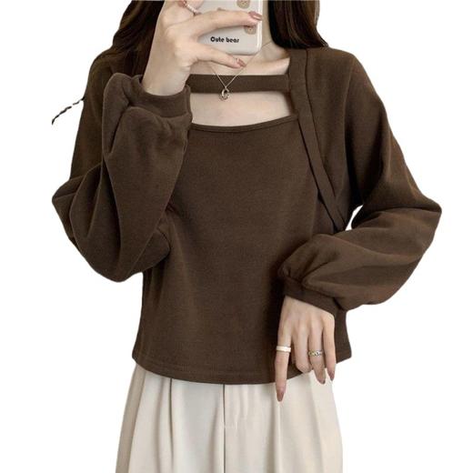 【大码长袖T恤女 2025年春秋新款】胖mm 设计感小众 镂空遮肚 显瘦上衣服 商品图4