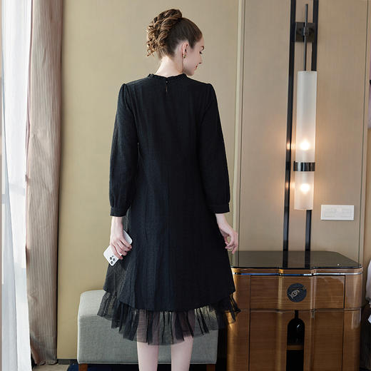 奢姿2025年冬季新款大码女装气质蕾丝连衣裙胖妹妹木耳领时尚裙子9934853239 商品图3