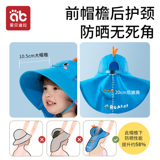【爆】爱贝迪拉儿童防晒帽防紫外线男女童宝宝遮阳帽夏季薄款婴幼儿防晒渔夫帽子 商品图1