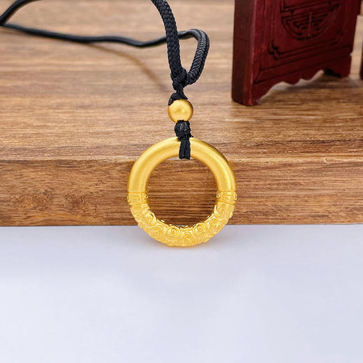 【限时克减150元】足金999.9 #热卖 #悟空 古法空心如意悟空金箍棒挂绳平安扣吊坠（含珠子，面宽约21.2mm）(AIGFDZ00012-4)预售产品下单后不退款不退货不换货不补差价 商品图0