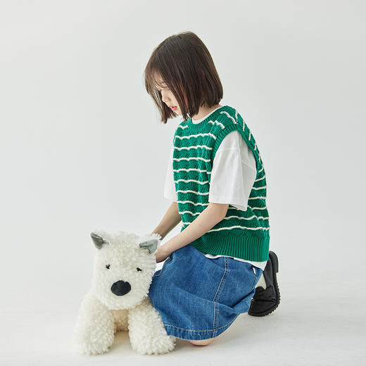 棵初春款儿童波浪纹针织背心马甲母女亲子款条纹撞色坎肩 商品图1