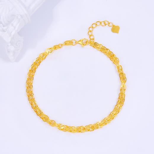 【限时克减150元】足金999 5G黄金光面凤尾链调节手链(AG5GSL00050-1)（预售产品下单后不退款不退货不换货不补差价） 商品图0