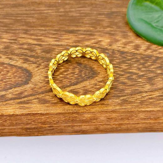 【限时克减150元元】足金999.9 古法镂空实心固口四瓣花环女戒(AIGFJZ00085)（预售产品下单后不退款不退货不换货不补差价（预售产品下单后不退款不退货不换货不补差价 商品图1