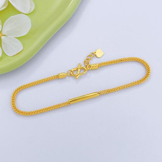 【限时克减150元】足金999.9  调节一字形圆管手链(AF050SL00085)（预售产品下单后不退款不退货不换货不补差价） 商品图1