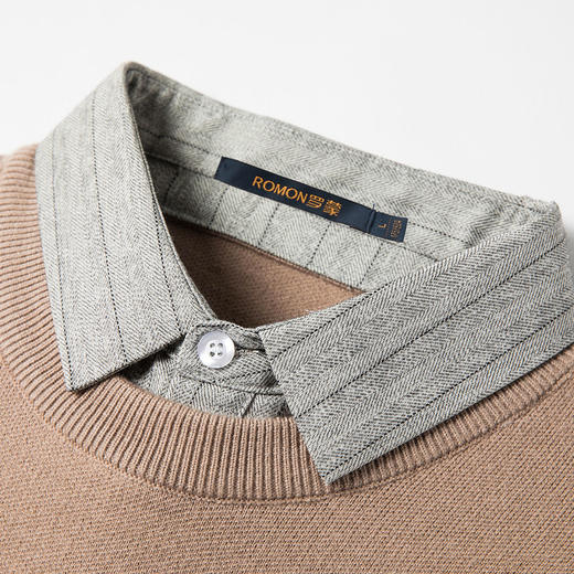 【经典款】罗蒙春秋男装假两件针织衫男士衬衫长袖男士针织衫男 商品图6
