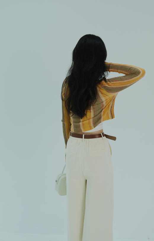 【门店同款】ENJOY春季撞色彩条针织短上衣 155944903 商品图2