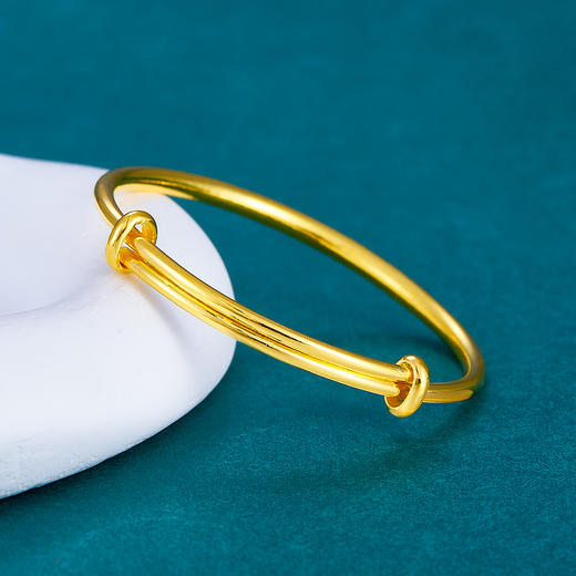 【限时克减128元】足金999.9 #儿童/宝宝 黄金空心(面宽约2.6-3mm)光面光圈单只推拉童镯(TZ00011-03)（预售产品下单后不退款不退货不换货不补差价） 商品图1