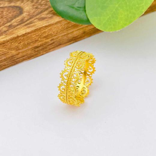 【限时克减150元】足金999.9 #皇冠 #宫廷风 古法镂空实心固口宫廷蕾丝皇冠女戒(AIGFJZ00084)（预售产品下单后不退款不退货不换货不补差价 商品图0