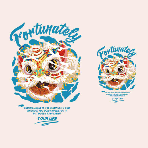 国潮中国风醒狮新款图案热转印A级过粉耐水洗胶印白墨烫画 商品图0