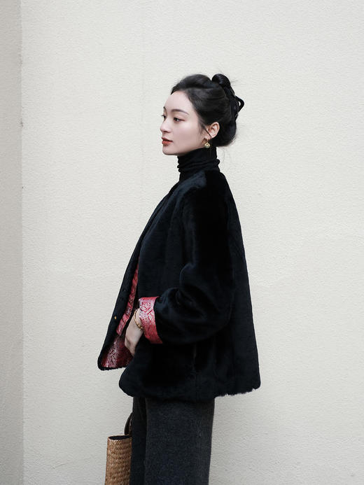 盛唐牡丹 |八达晕纹真丝宋锦羊毛外套 商品图5