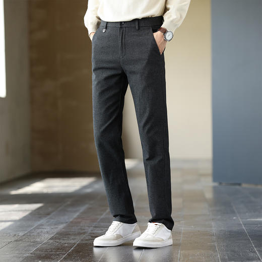 1Z130J855A【双面磨毛 含羊毛】罗蒙秋冬季男装加厚保暖男长裤休闲裤男商务西裤男士西装裤子男 商品图5