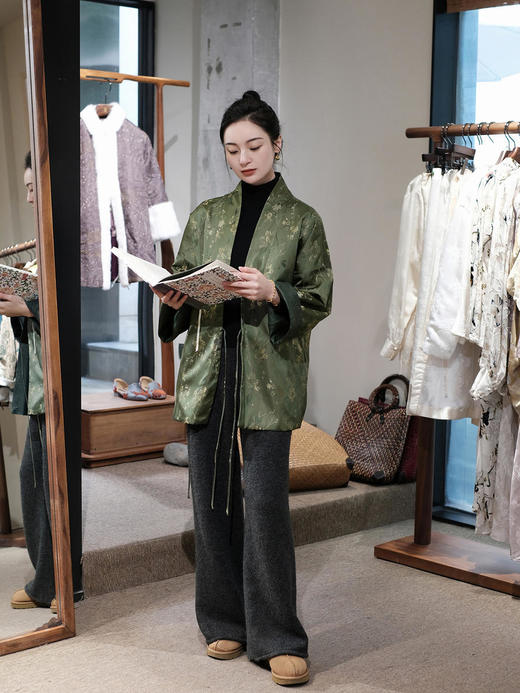 盛唐牡丹 |重缎真丝宋锦对襟双面穿皮衣 商品图5