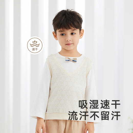 【商场同款】英氏经典复古小绅士男宝宝衣服春季假两件T恤 商品图1