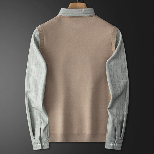 【经典款】罗蒙春秋男装假两件针织衫男士衬衫长袖男士针织衫男 商品图2