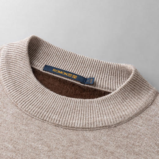 【加绒加厚】罗蒙毛衣男秋冬商务休闲圆领百搭一体绒男式针织打底衫保暖衣 商品图9