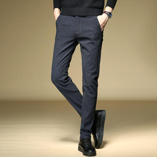 【加绒保暖】罗蒙秋冬棉弹裤子男士休闲裤男修身款加绒裤长裤男士西裤 商品图2