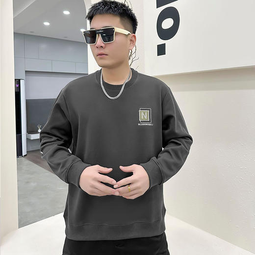 【新款DX】大依优型大码圆领卫衣加肥加大宽松大码男装休闲潮牌上衣男士胖子 商品图1