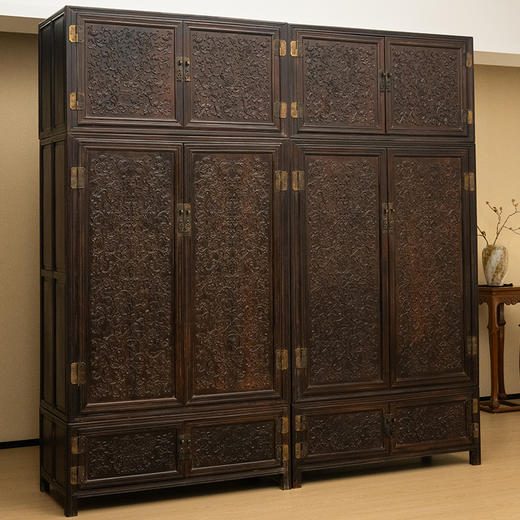 清 红木浮雕西番莲纹六件柜 商品图4