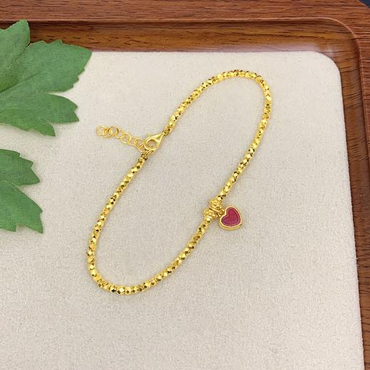 【限时克减150元】足金 #高温珐琅 5G黄金调节高温烧蓝高温珐琅心形红色爱心吊饰心形手链蹦迪珠手链（珐琅配件为古法工艺）(AK5GSL00001)（预售产品下单后不退款不退货不换货不补差价） 商品图1