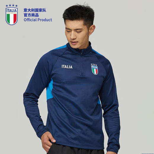 意大利国家队官方商品 | 深蓝 运动健身 加绒速干长袖足球训练服 商品图3