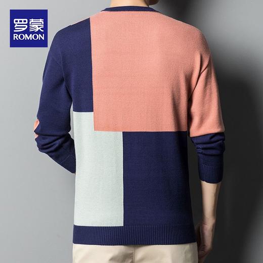 【撞色拼接】罗蒙秋冬针织衫男士时尚毛衣舒适男士打底外穿毛衣针织卫衣 商品图2